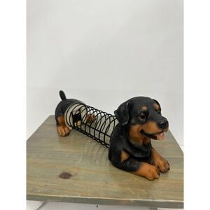 ROTTWEILER Dog CD /DVD Holder Metal Wire Resin Bobble Wiggle Tail 14"x6"
